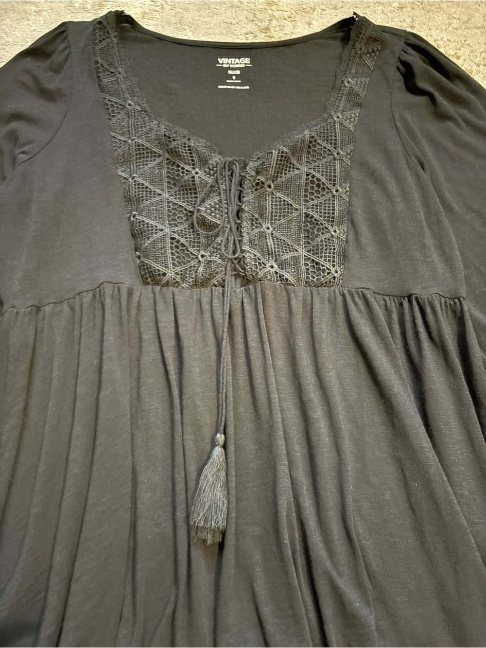Torrid Black Long Sleeve Peplum Babydoll Boho Top With Lace Details Size 1X - Picture 7 of 12